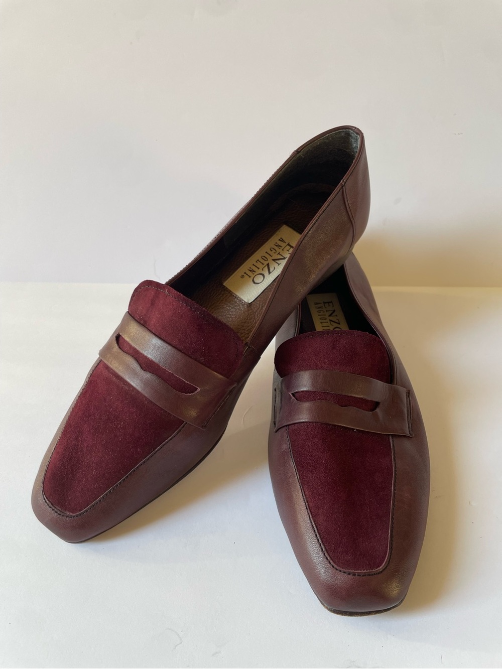 Womens Enzo Angiolini Burgundy Leather Suede Soft Loafers Flats Shoes Sz 8 M